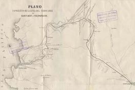 Plano topográfico de la línea del ferrocarril de Santiago a Valparaíso