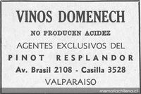 Aviso publicitario sobre vinos, 1939
