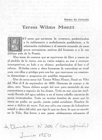 Recepción biográfica de Teresa Wilms Montt