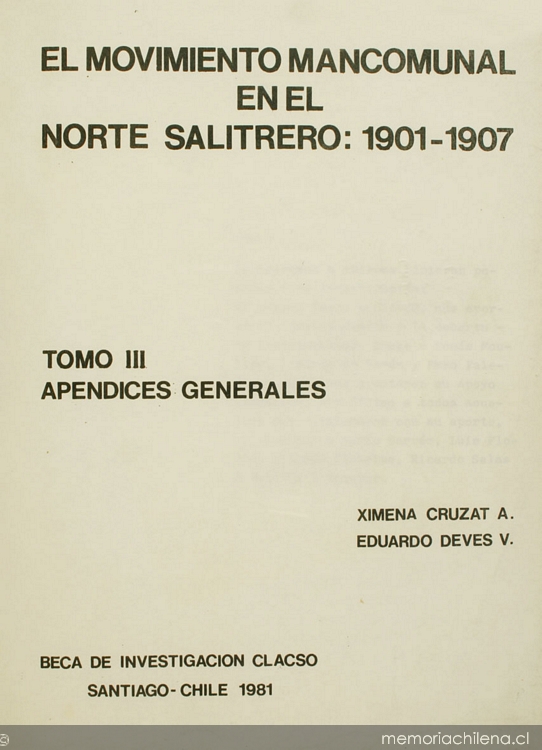 El movimiento mancomunal en el norte salitrero : 1901-1907