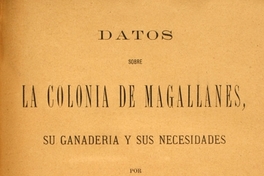 Datos sobre la Colonia de Magallanes, su ganadería y sus necesidades