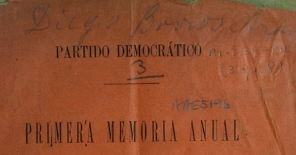 Partido Democrático: primera memoria anual presentada por el directorio a la Asamblea Jeneral del Partido