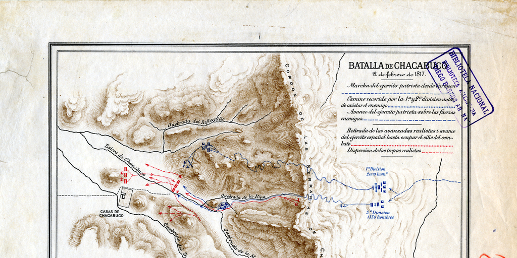 Plano de la Batalla de Chacabuco. 12 de febrero de 1817.