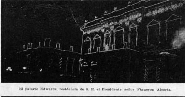 Iluminaciones de edificios y lugares públicos en Santiago, 1910