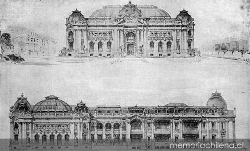 Palacio de Bellas Artes : fachadas principal y lateral
