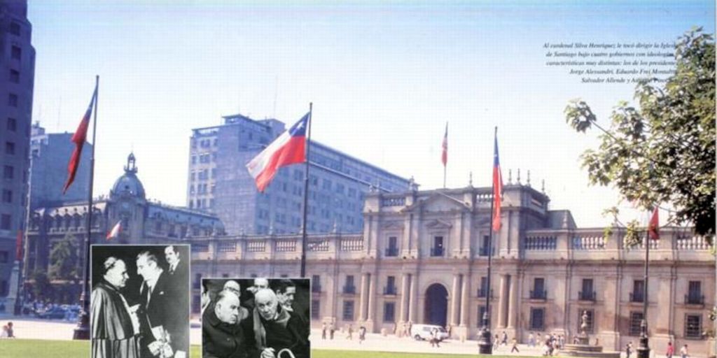 El Cardenal Raúl Silva Henríquez con los cuatro últimos presidentes de Chile