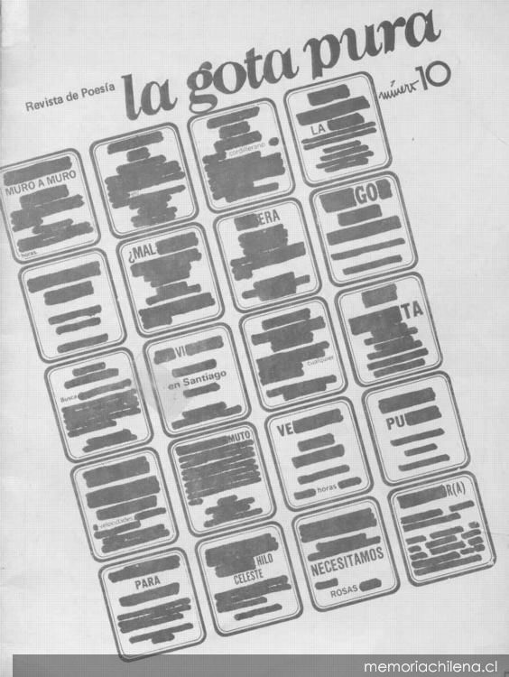 La gota pura : revista de poesía : año 2, n° 10, abril 1984