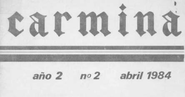 Carmina : año 2, n° 2, abril 1984