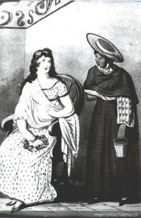 Dama de la aristocracia chilena con su mucama, siglo XIX