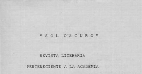 Sol oscuro : revista literaria : año 4, n° 5, agosto 1979