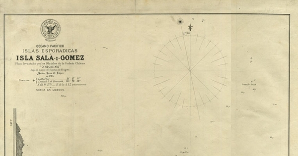 Isla Sala-i-Gómez [mapa] : Océano Pacífico : Islas Esporádicas, plano levantado por los Oficiales de la Corbeta chilena "O'Higgins" ; bajo el mando del Cap. de Fragata Sr. Juan E. López