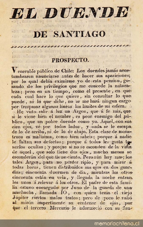 El Duende de Santiago: n° 1-19, 22 de junio al 14 de diciembre de 1818