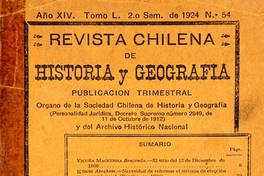 Revista chilena de historia y geografía: año XIV, tomo L, n° 54, 1924