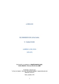 El Desierto de Atacama y Caracoles. Traducción al castellano de Hernán Minder