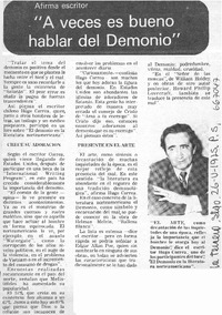 "A veces es bueno hablar del demonio". La Tercera (Diario : Santiago, Chile)-mayo 26, 1975, p. 5.