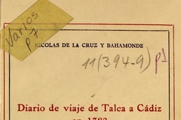 Diario de viaje de Talca a Cádiz en 1783