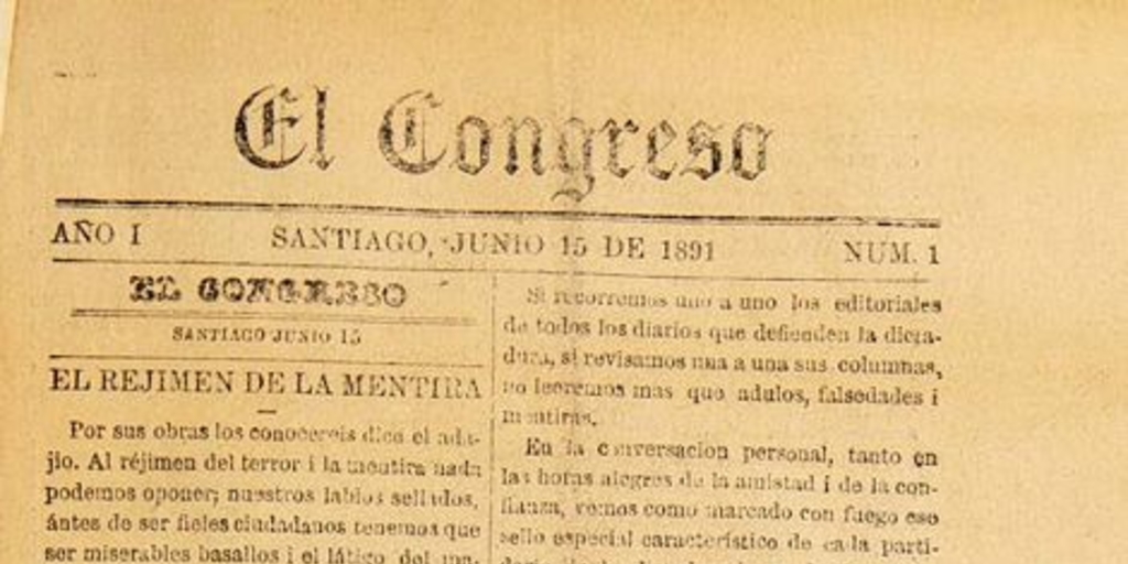 El Congreso: año 1, n° 1-6, 15 de junio a 6 de julio de 1891