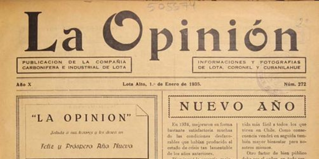 La Opinión: año 10-14, n° 272-328, 1 de enero de 1935 a 1 de diciembre de 1939