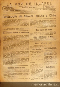 La Voz de Illapel: año 1, no. 1-101, 12 de agosto al 24 de diciembre de 1944