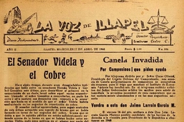 La Voz de Illapel: año 2, no. 334-418, 17 de abril al 28 de diciembre de 1946