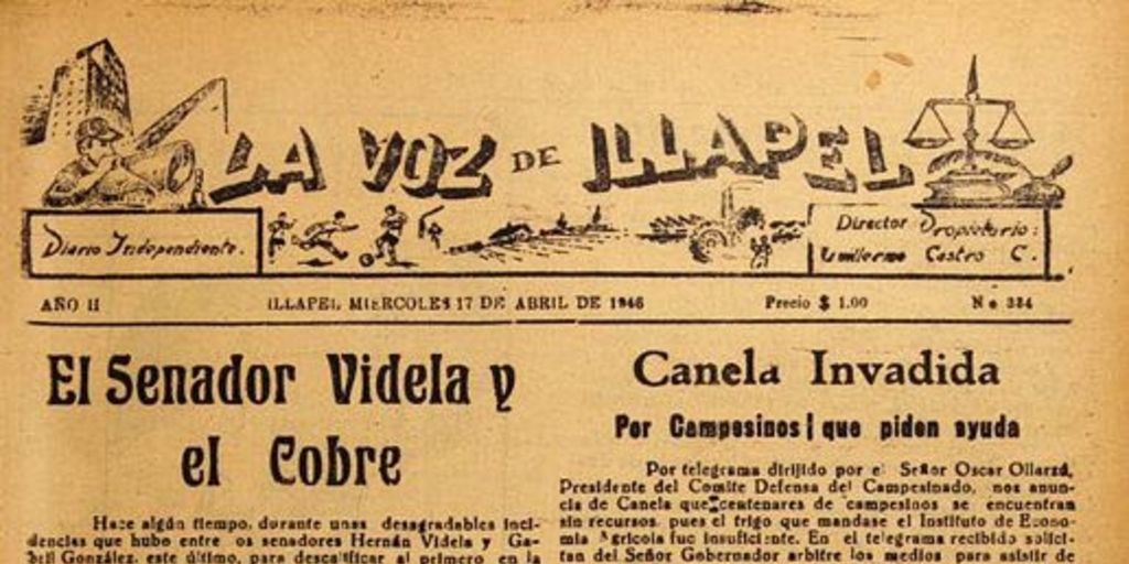 La Voz de Illapel: año 2, no. 334-418, 17 de abril al 28 de diciembre de 1946