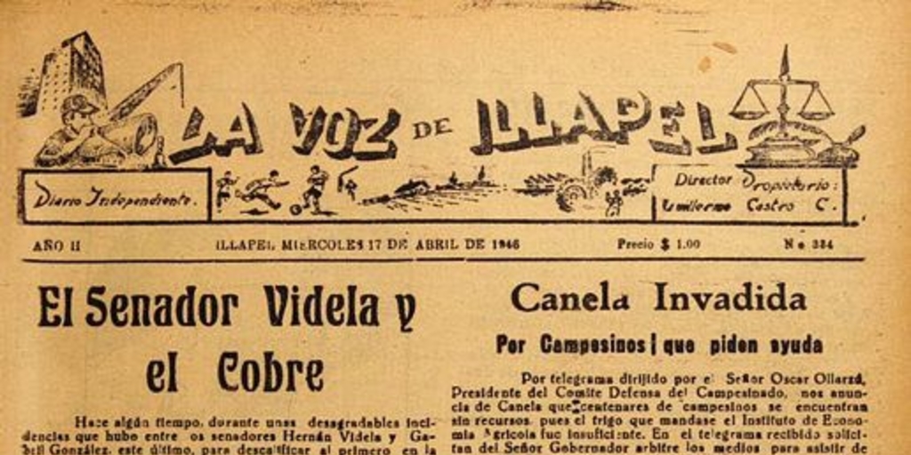 La Voz de Illapel: año 2, no. 334-418, 17 de abril al 28 de diciembre de 1946