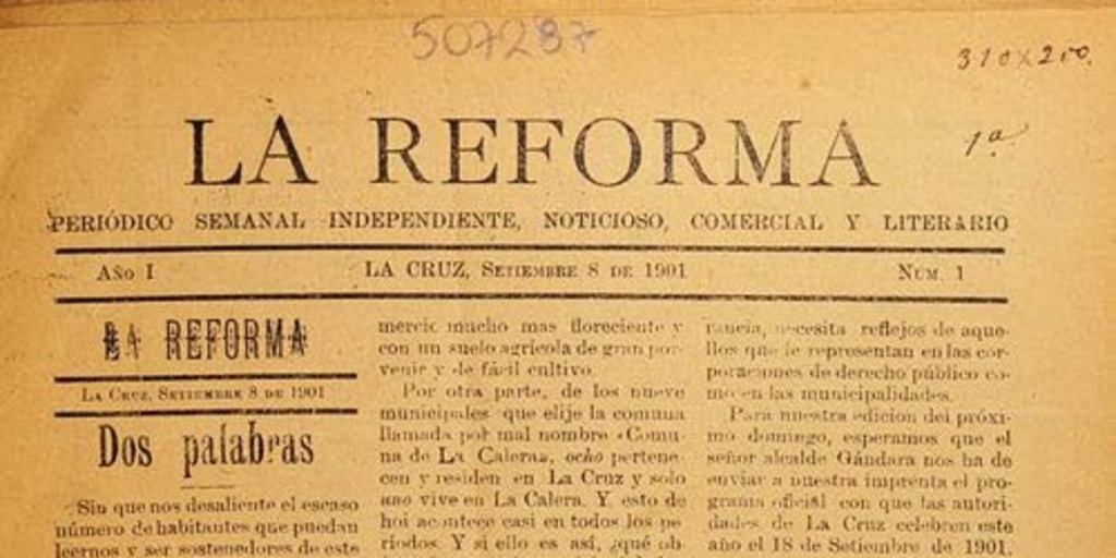 La Reforma: año 1-4, n° 1-158, 8 de septiembre de 1901 a 25 de diciembre de 1904