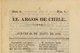 El Argos de Chile: año 1, n° 1-21, 28 de mayo a 5 de noviembre de 1818