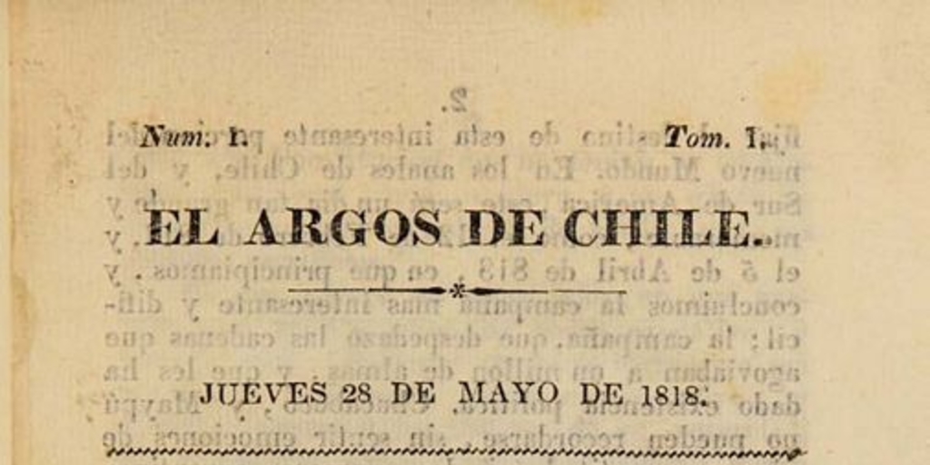 El Argos de Chile: año 1, n° 1-21, 28 de mayo a 5 de noviembre de 1818