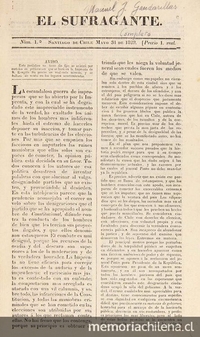 El Sufragante: n° 1-13, 31 de mayo de 1829 a 29 de abril de 1930