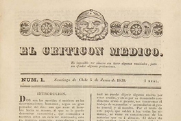 El Criticón Médico: n° 1-4, 5-26 de junio de 1830