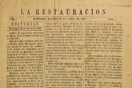 La Restauración: año 1, n° 1-20, 28 de abril a 23 de mayo de 1891