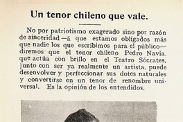 Un tenor chileno que vale la pena. Pedro Navia