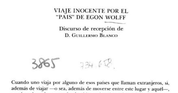 "Viaje inocente por el ""país"" de Egon Wolff"