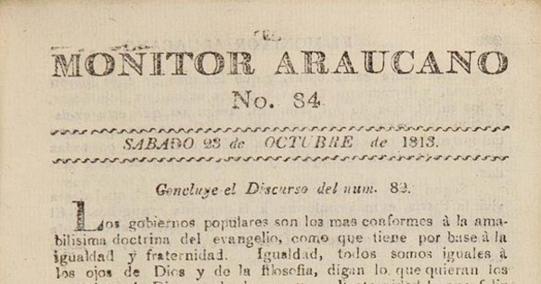 Monitor araucano n° 84: Concluye el discurso del núm. 82