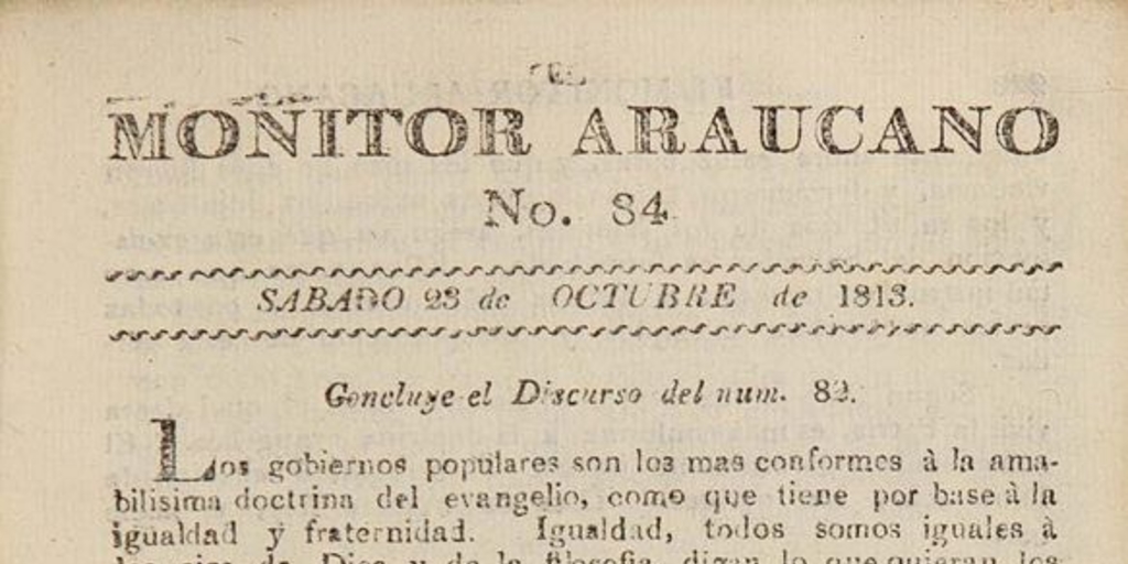 Monitor araucano n° 84: Concluye el discurso del núm. 82