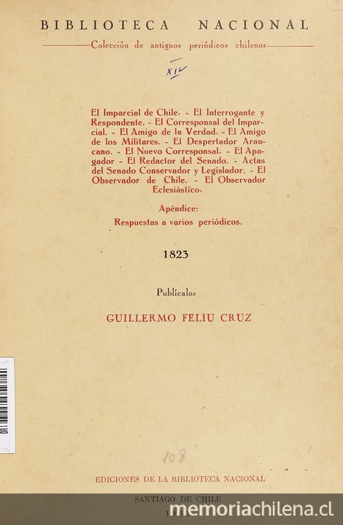 """El observador Eclesiastico"", número primero, Santiago, 21 de junio de 1823"