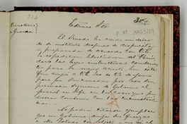 [Carta] 1820 Oct. 2, Sala del Senado [a] Exmo. Supremo Director de la República [manuscrito]