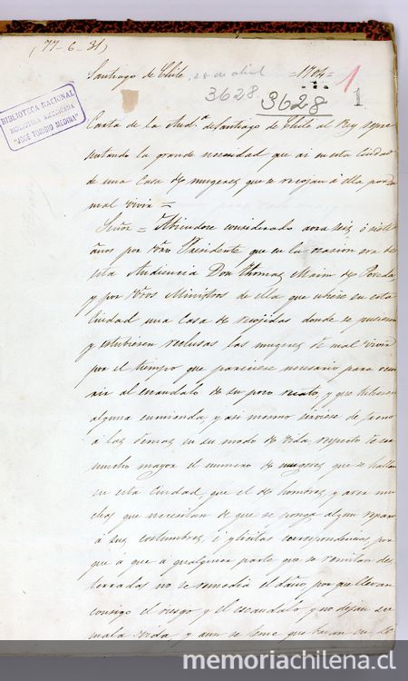 Carta de la Real Audiencia de Santiago al Rey: Solicitud de una casa para recoger mujeres de "mal vivir", Santiago 28 de abril de 1704