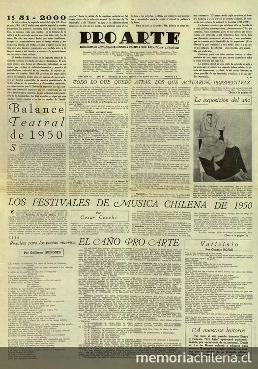 Pro Arte: n° 121-150 (9 ene. - 27 dic. 1951)