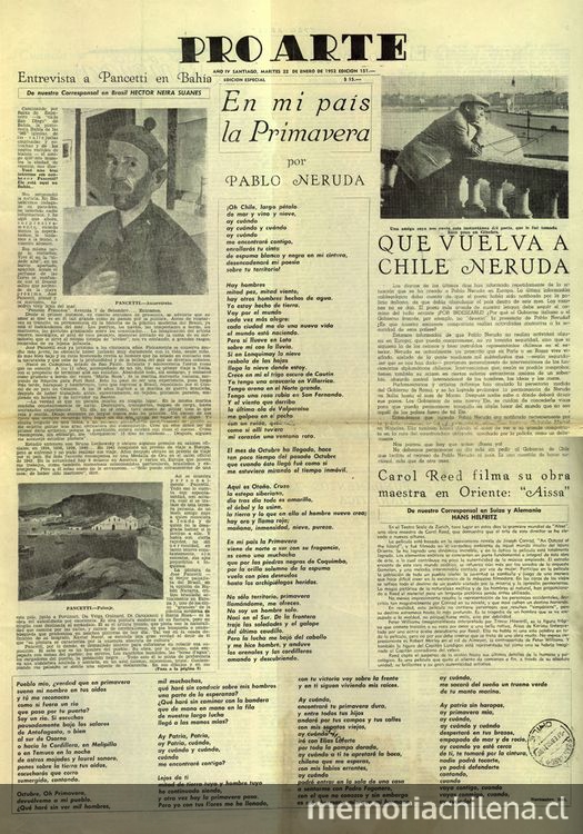 Pro Arte: n° 151-160, 22 de enero a 28 de noviembre de 1952
