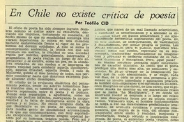 En Chile no existe crítica de poesía