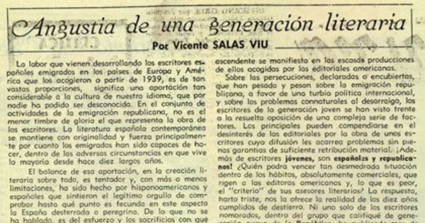 Angustia de una generación literaria