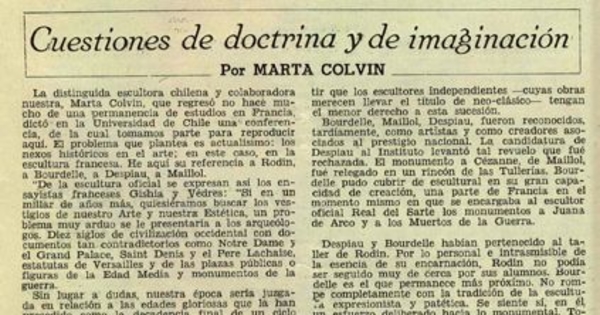 Cuestiones de doctrina y de imaginación