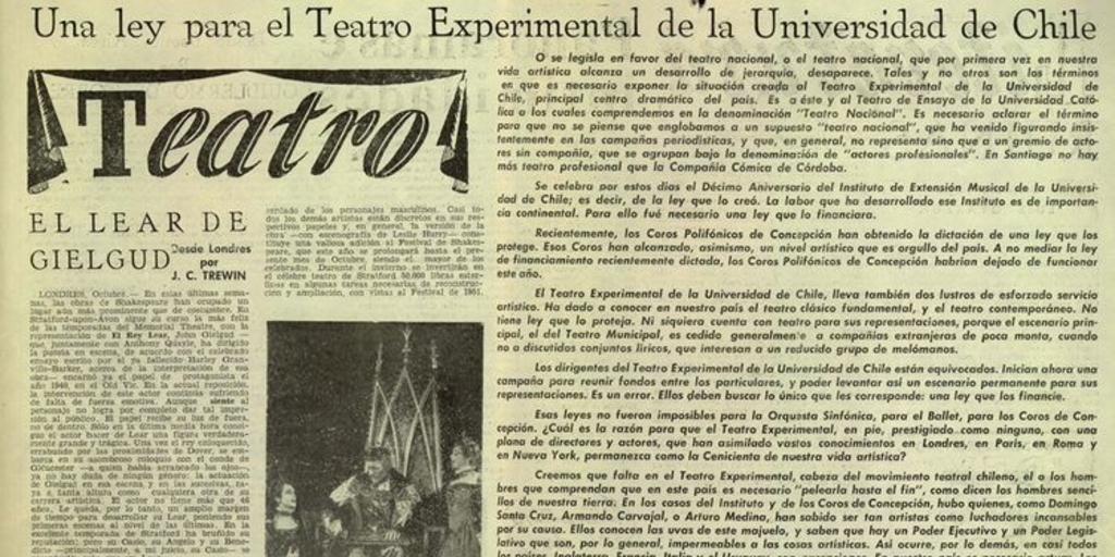 Una ley para el Teatro Experimental de la Universidad de Chile