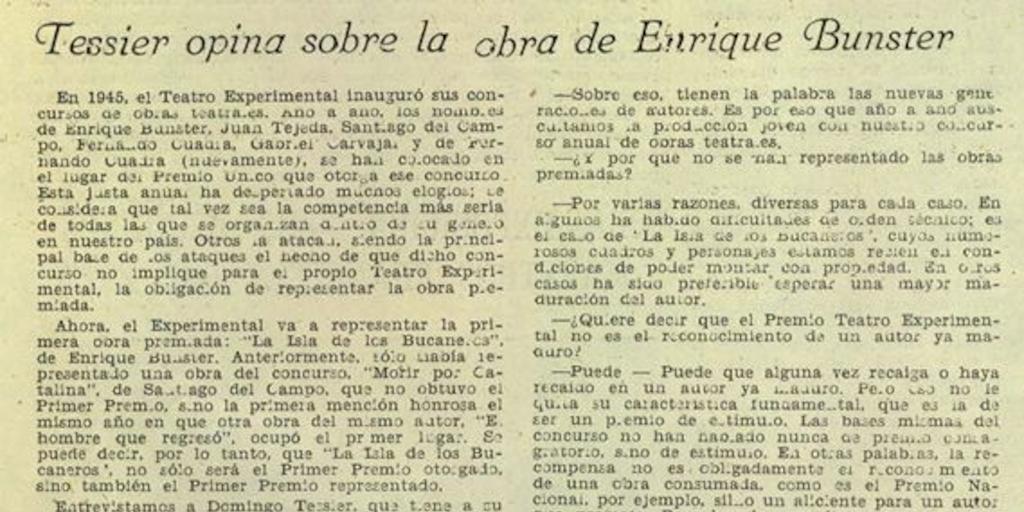 Opinión sobre la obra de Enrique Bunster