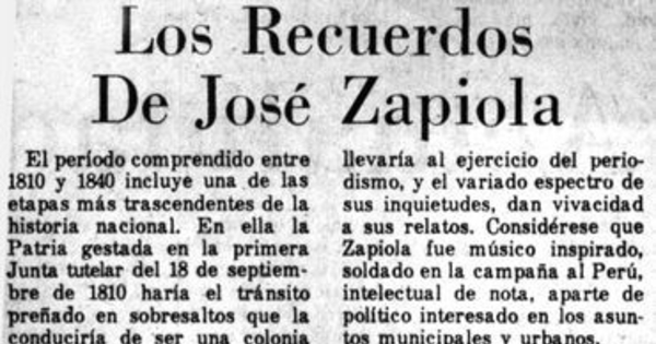 Los recuerdos de José Zapiola