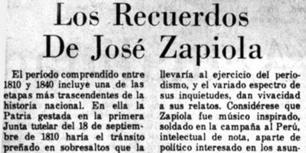 Los recuerdos de José Zapiola