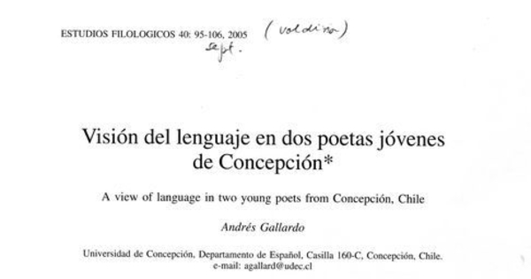 Visión del lenguaje en dos poetas de Concepción