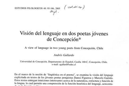 Visión del lenguaje en dos poetas de Concepción